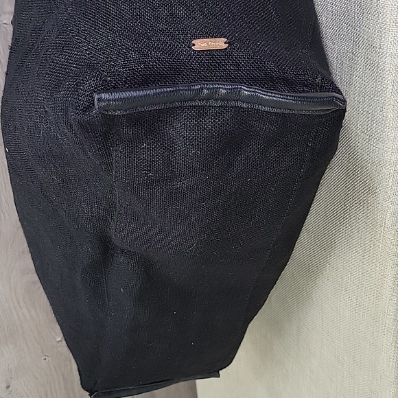 Free People Black Linen Tote Shoulder Bag - Picture 6 of 10